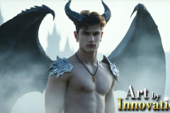 The Dragon Prince - A very attractive shirtless young male prince,with his dragon.