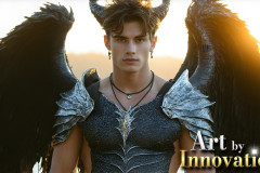 The Dragon Prince - A very attractive shirtless young male prince,with his dragon.