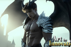 The Dragon Prince - A very attractive shirtless young male prince,with his dragon.