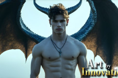 The Dragon Prince - A very attractive shirtless young male prince,with his dragon.