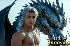 The Dragon Prince - A very attractive shirtless young male prince,with his dragon.