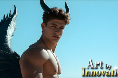 The Dragon Prince - A very attractive shirtless young male prince,with his dragon.