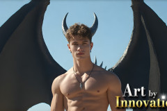 The Dragon Prince - A very attractive shirtless young male prince,with his dragon.