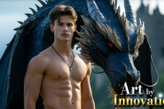 The Dragon Prince - A very attractive shirtless young male prince,with his dragon.