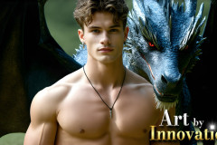 The Dragon Prince - A very attractive shirtless young male prince,with his dragon.