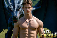 The Dragon Prince - A very attractive shirtless young male prince,with his dragon.