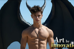 The Dragon Prince - A very attractive shirtless young male prince,with his dragon.