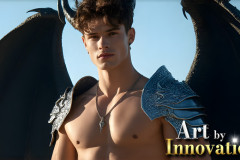 The Dragon Prince - A very attractive shirtless young male prince,with his dragon.