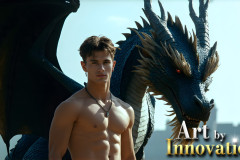 The Dragon Prince - A very attractive shirtless young male prince,with his dragon.