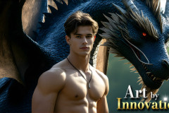 The Dragon Prince - A very attractive shirtless young male prince,with his dragon.