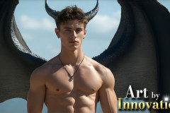The Dragon Prince - A very attractive shirtless young male prince,with his dragon.