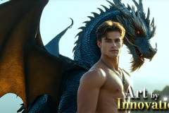 The Dragon Prince - A very attractive shirtless young male prince,with his dragon.