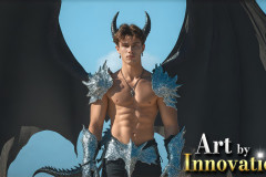 The Dragon Prince - A very attractive shirtless young male prince,with his dragon.