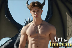 The Dragon Prince - A very attractive shirtless young male prince,with his dragon.