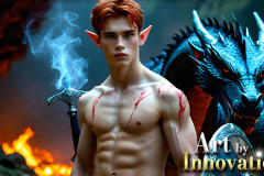 The Dragon Prince - A very attractive shirtless young male prince,with his dragon.