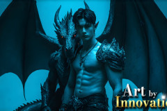 The Dragon Prince - A very attractive shirtless young male prince,with his dragon.