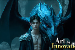 The Dragon Prince - A very attractive shirtless young male prince,with his dragon.