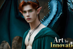 The Dragon Prince - A very attractive shirtless young male prince,with his dragon.