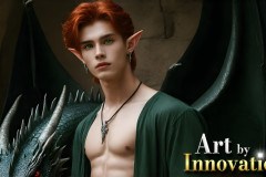 The Dragon Prince - A very attractive shirtless young male prince,with his dragon.