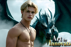 The Dragon Prince - A very attractive shirtless young male prince,with his dragon.