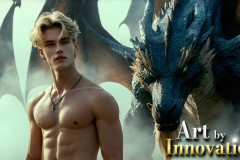 The Dragon Prince - A very attractive shirtless young male prince,with his dragon.