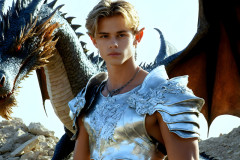 The Dragon Prince - A very attractive shirtless young male prince,with his dragon.