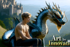 The Dragon Prince - A very attractive shirtless young male prince,with his dragon.