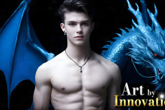 The Dragon Prince - A very attractive shirtless young male prince,with his dragon.
