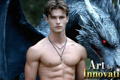The Dragon Prince - A very attractive shirtless young male prince,with his dragon.