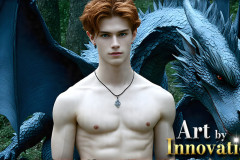 The Dragon Prince - A very attractive shirtless young male prince,with his dragon.
