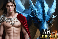 The Dragon Prince - A very attractive shirtless young male prince,with his dragon.