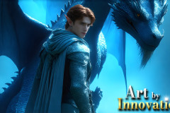 The Dragon Prince - A very attractive shirtless young male prince,with his dragon.