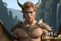 The Dragon Prince - A very attractive shirtless young male prince,with his dragon.