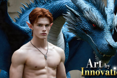 The Dragon Prince - A very attractive shirtless young male prince,with his dragon.