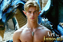 The Dragon Prince - A very attractive shirtless young male prince,with his dragon.