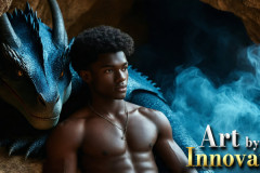 The Dragon Prince - A very attractive shirtless young male prince,with his dragon.