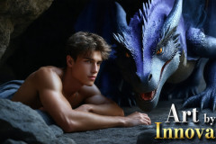 The Dragon Prince - A very attractive shirtless young male prince,with his dragon.