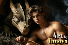 The Dragon Prince - A very attractive shirtless young male prince,with his dragon.