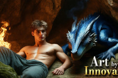 The Dragon Prince - A very attractive shirtless young male prince,with his dragon.