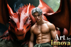 The Dragon Prince - A very attractive shirtless young male prince,with his dragon.