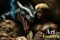 The Dragon Prince - A very attractive shirtless young male prince,with his dragon.