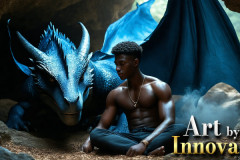 The Dragon Prince - A very attractive shirtless young male prince,with his dragon.