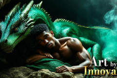The Dragon Prince - A very attractive shirtless young male prince,with his dragon.