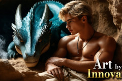 The Dragon Prince - A very attractive shirtless young male prince,with his dragon.