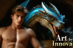The Dragon Prince - A very attractive shirtless young male prince,with his dragon.