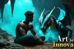 The Dragon Prince - A very attractive shirtless young male prince,with his dragon.