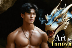 The Dragon Prince - A very attractive shirtless young male prince,with his dragon.