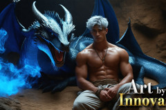 The Dragon Prince - A very attractive shirtless young male prince,with his dragon.