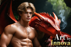 The Dragon Prince - A very attractive shirtless young male prince,with his dragon.