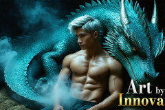 The Dragon Prince - A very attractive shirtless young male prince,with his dragon.